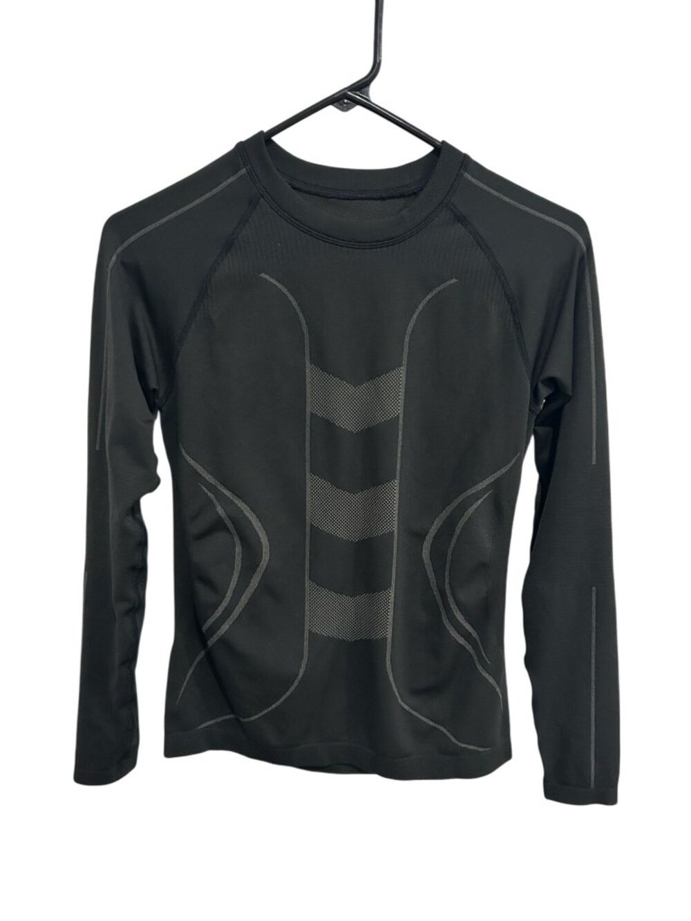 Large Womens Black Compression Shirt Reflective Bamboo Carbon Gymcore Techwear